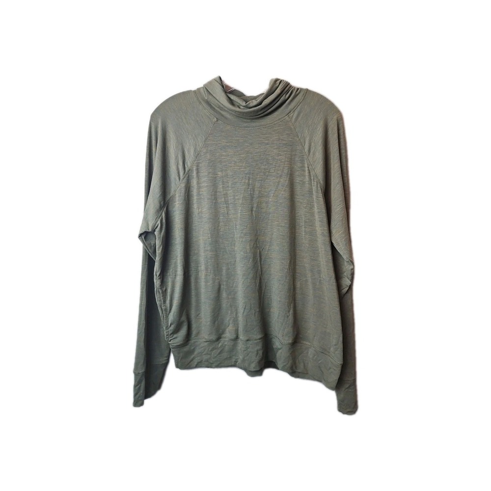 prAna Long Sleeve Pulliver Active Sweater Womens Turtleneck Large Green W/Pocket
